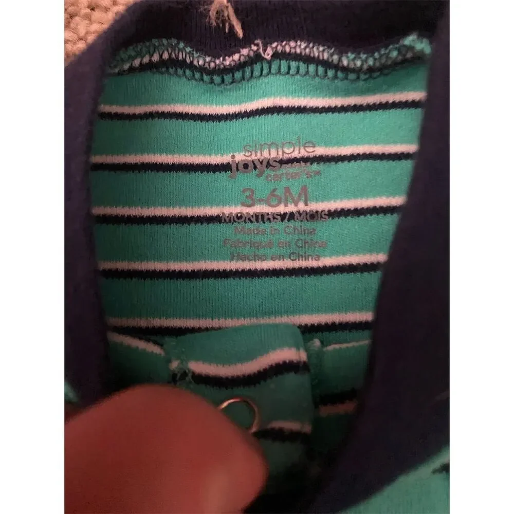 Carter's Simple Joys Baby Boy Footed Pajama 3-6M Green Striped